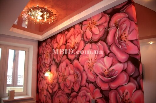 спальня цветы роспись стен